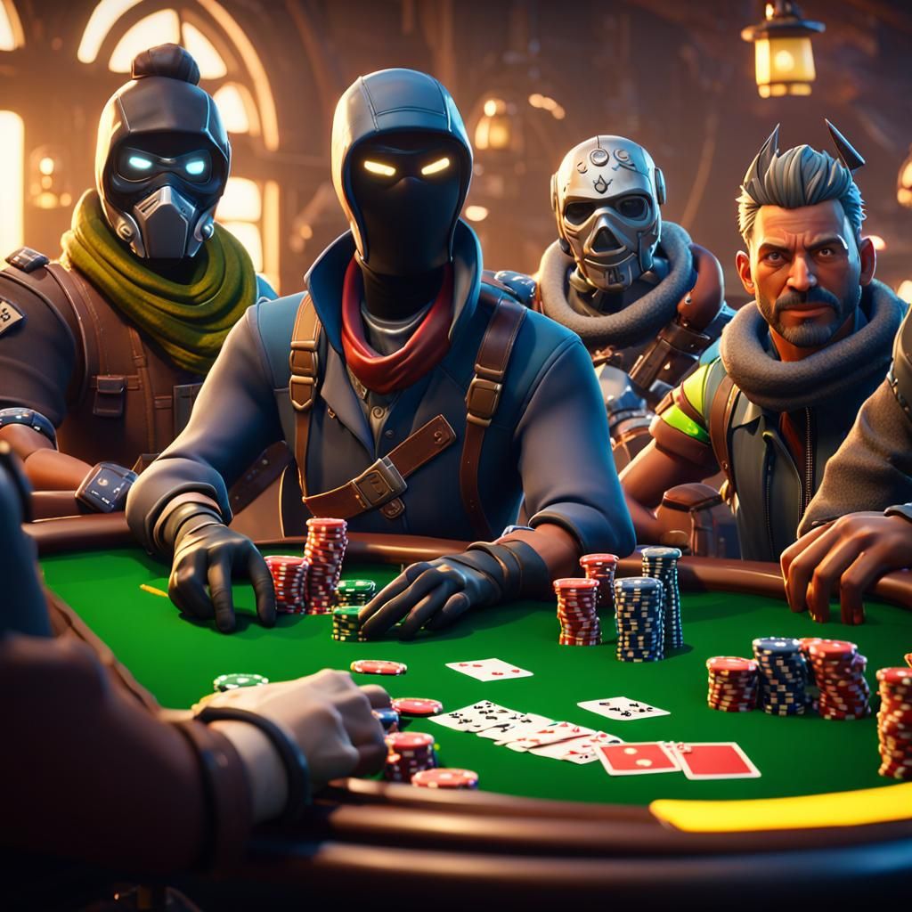 Fortnite Characters Play Poker in 3D Game Style