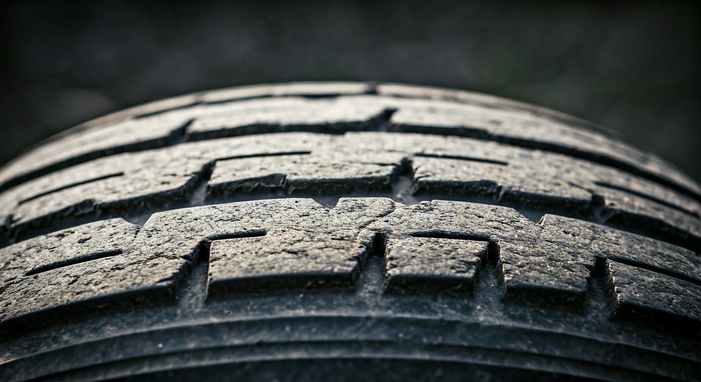 Worn Tire Tread Macro View
