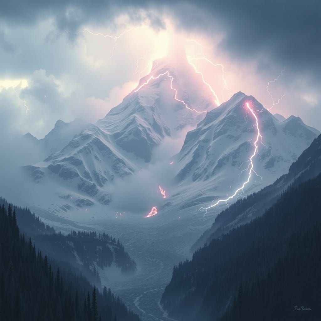 Electrified Avalanche in a Dramatic Landscape