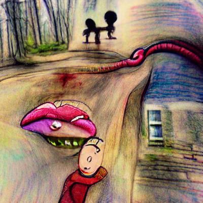 Storybook Illustration of a Tongue-Tied Figure