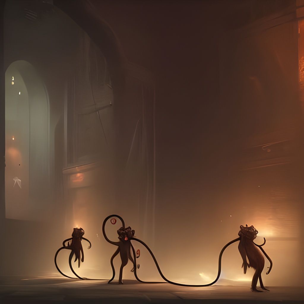 Monkeys in BDSM Dungeon: Dark Fantasy Concept Art