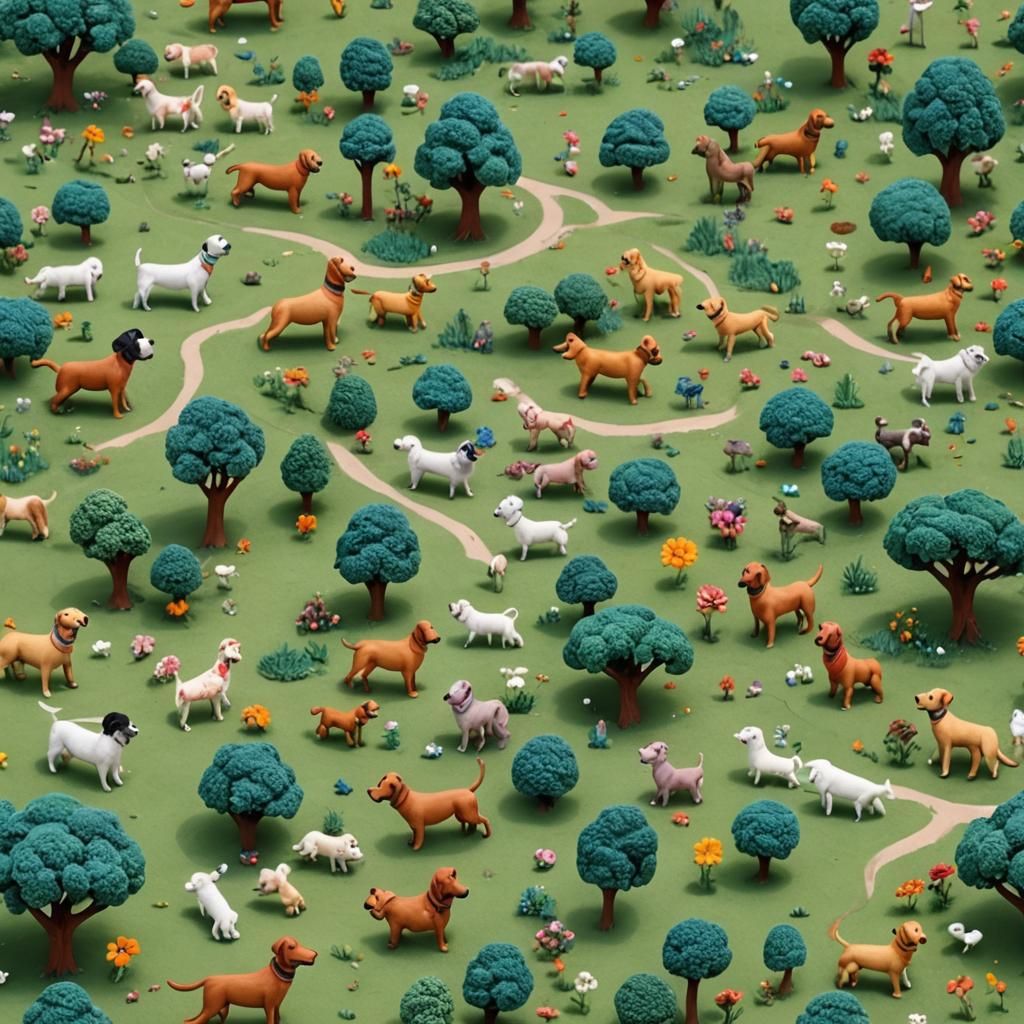 Claymation Dog Park in Ethereal 1960s Style