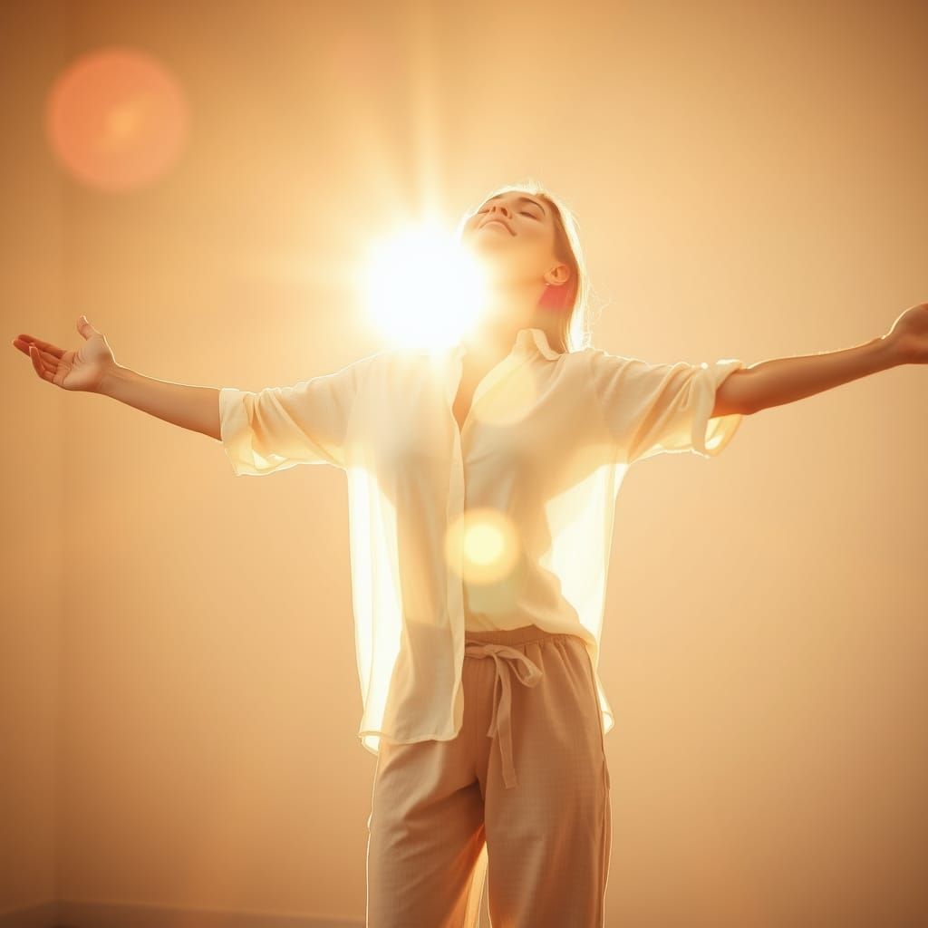 Person Bathed in Golden Sunlight Radiance