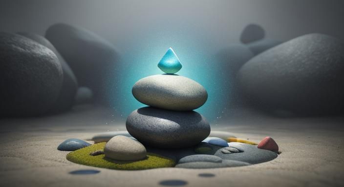 Mindful Zen Garden Stones in Splash Art Style