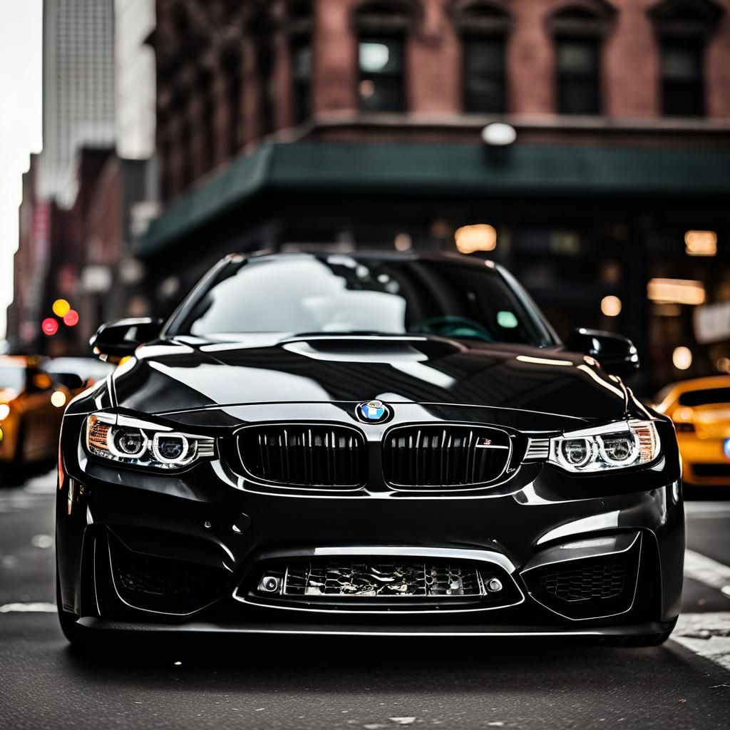 Black BMW M3 in Downtown Manhattan: Professional Photo