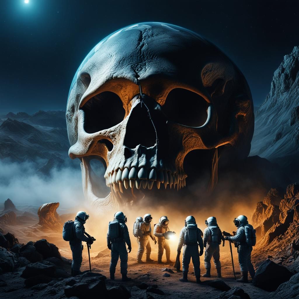 Astronauts Unearth Reptilian Skull on Distant Planet