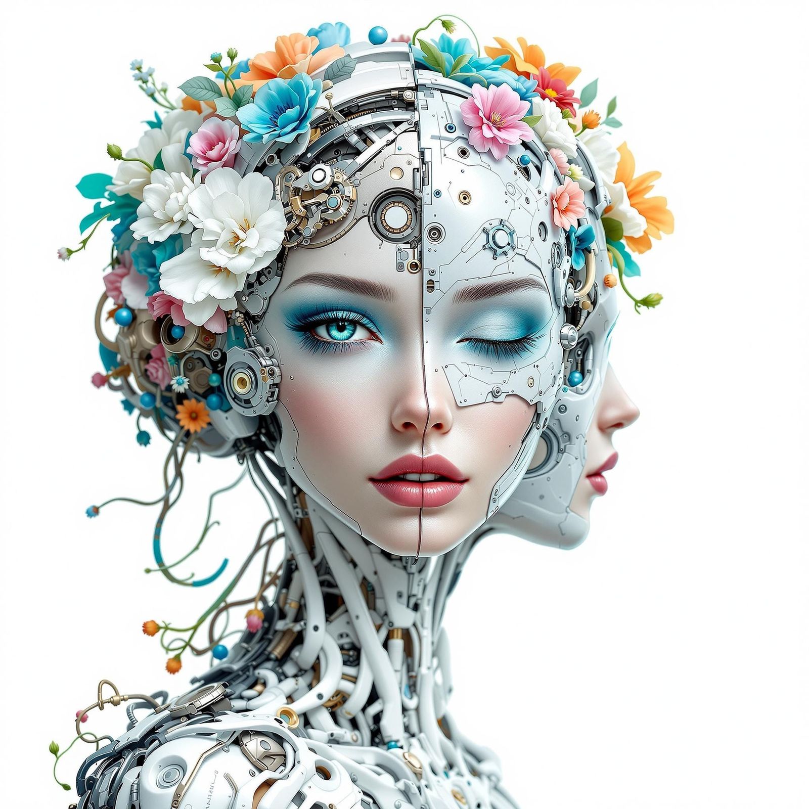Biomechanical Human Fusion with Flowers