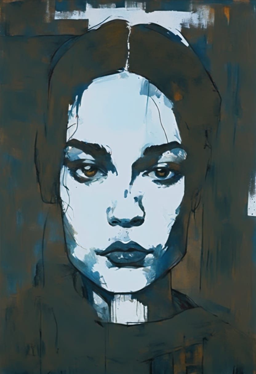 Brooding Woman in Expressionist Style