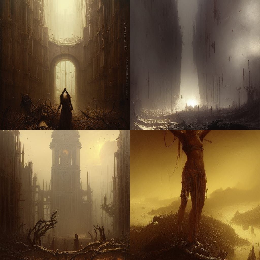 Horrific Steelscape in Doré-Rutkowski Style