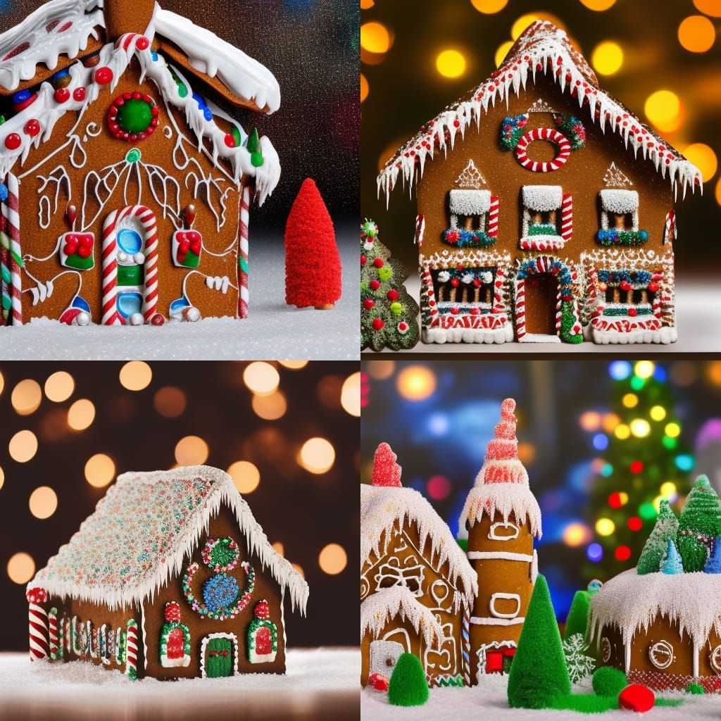 Elaborate Gingerbread House, Hyperdetailed Photography