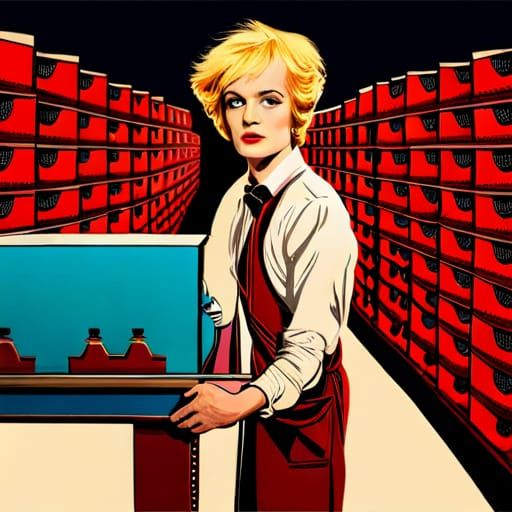 Andy Warhol as Cannery Worker in Pop Art Style