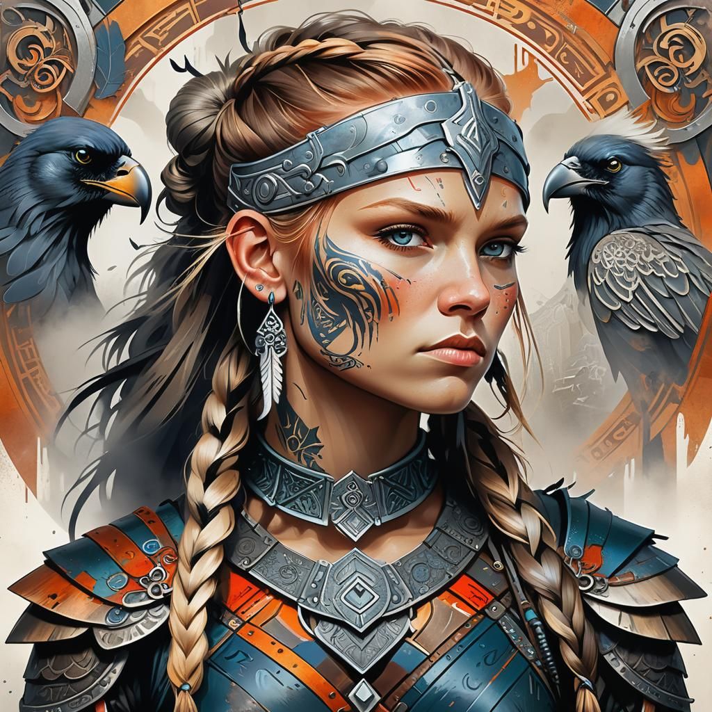 Viking Warrior Portrait in Renaissance Digital Art Style