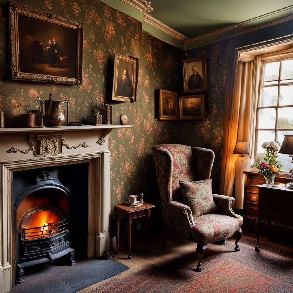 Charming Old-Fashioned Sitting Room with Coal Fire