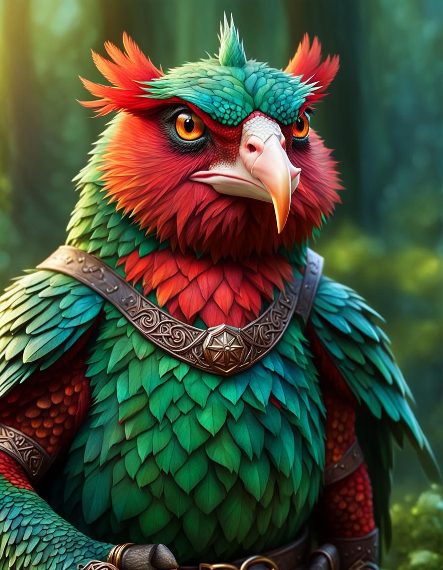 Reptile-Bird Hybrid on Wizard's Shoulder