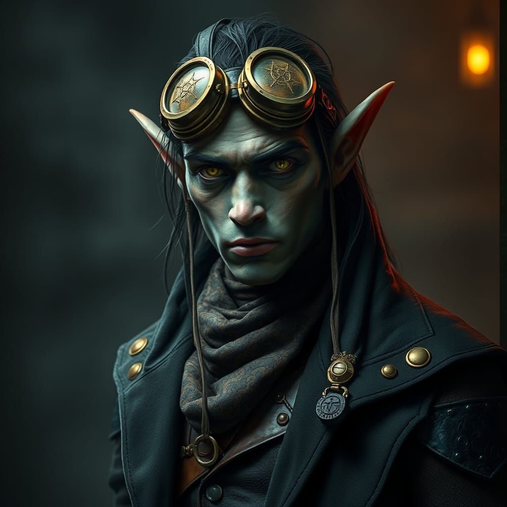 Steampunk Dark Elf with Piercing Eyes
