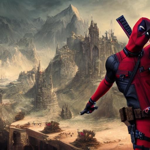 Detailed Deadpool Matte Painting in 8K Resolution