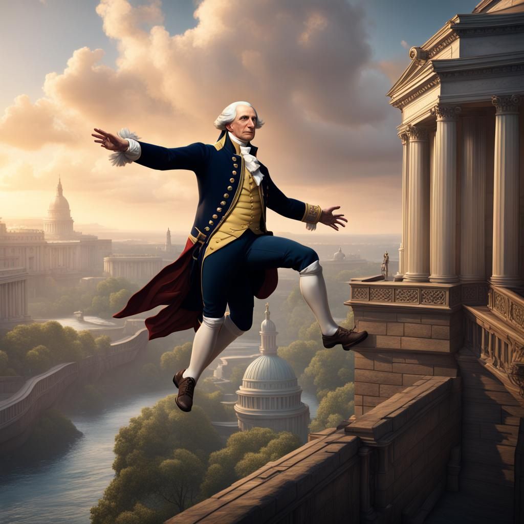 George Washington Parkour in Detailed Digital Painting