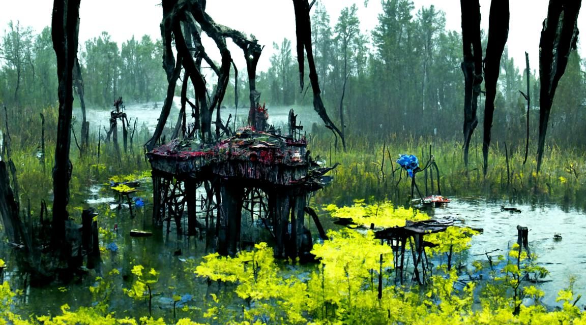 Swamp Monster Lurking Near Watchtower: Concept Art