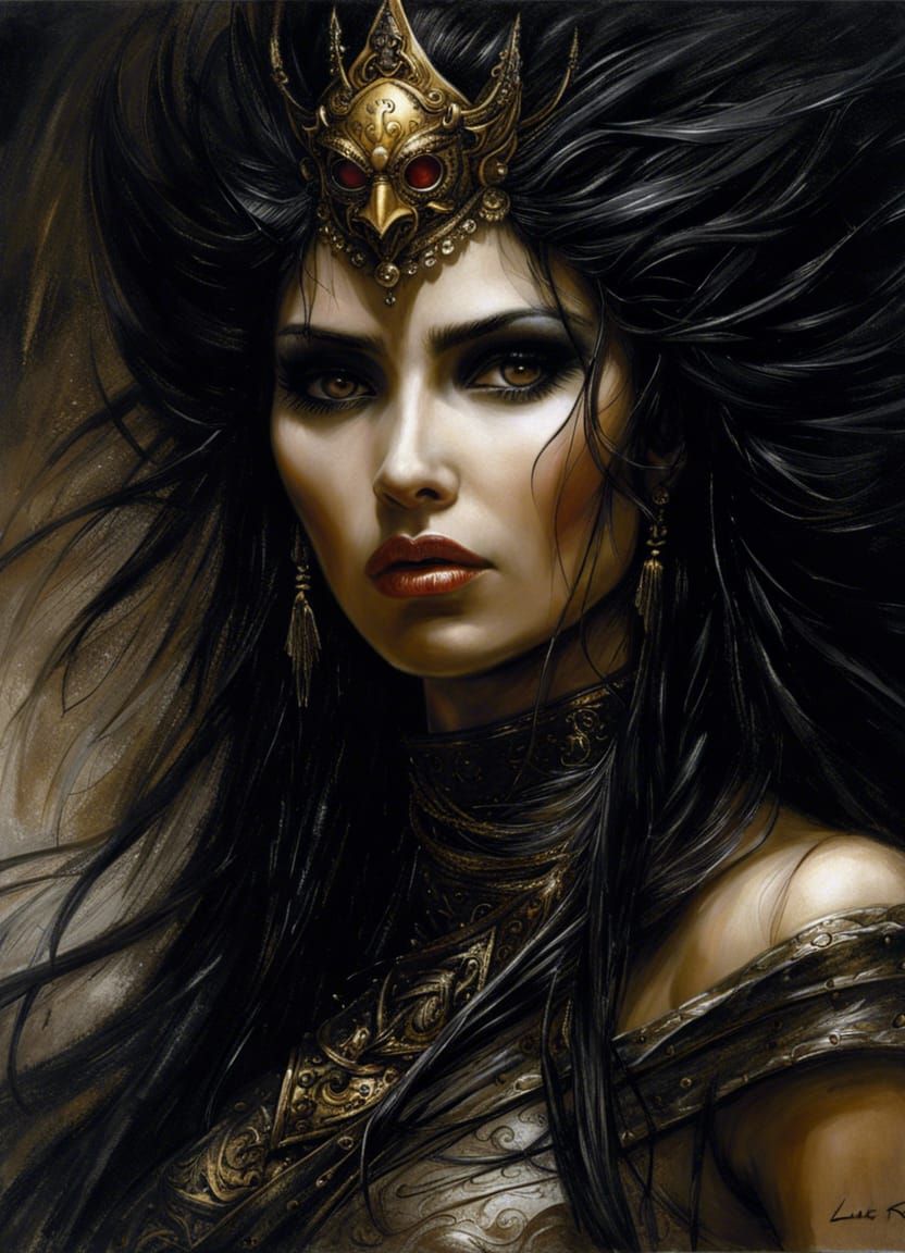 Dark Fantasy Goddess Portrait in Oil Painting Style