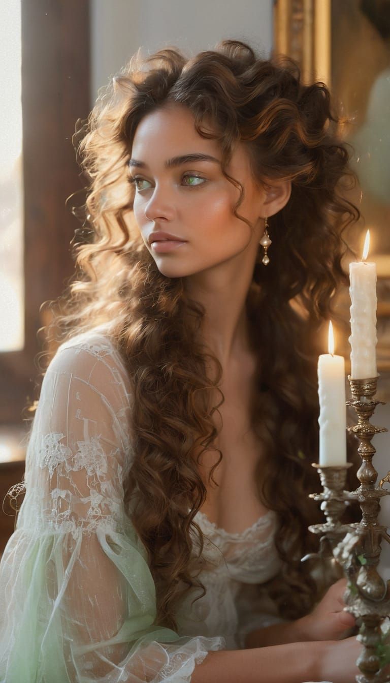 Ethereal Portrait in Warm Oil Painting Style