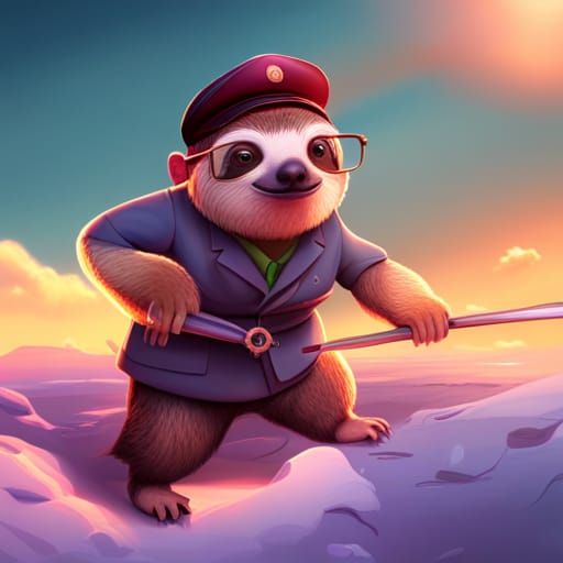 Sloths as Comic Postman: Pixar-Style 3D Art