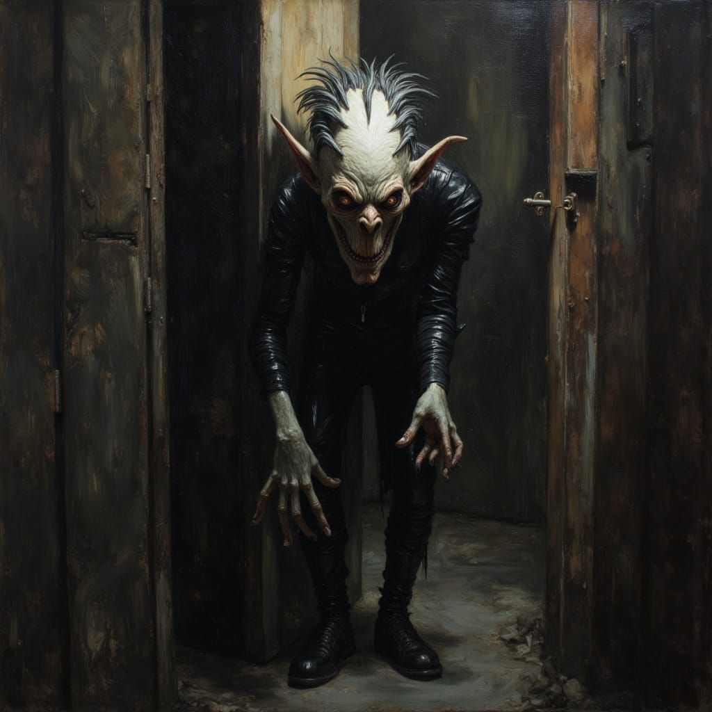 Fanged Monster in Dark Alley Photography