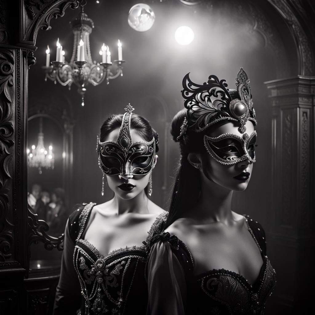 Mysterious Masquerade Ball in High Contrast