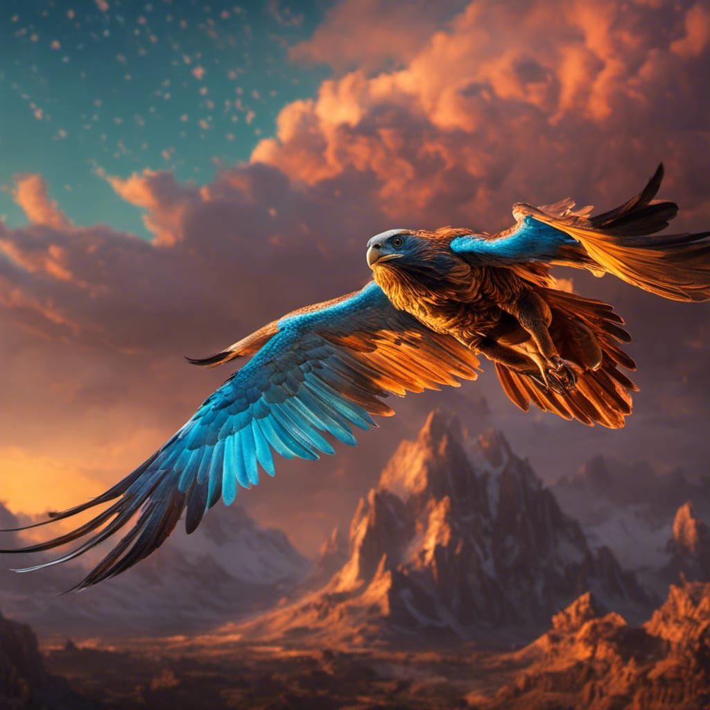 Eagle Soaring Through Stormy Skies: Digital Matte Painting