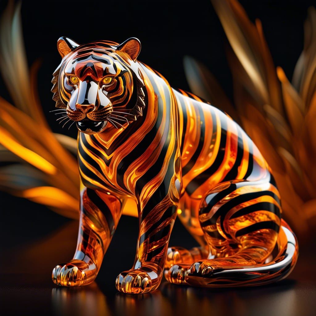 Blown Glass Tiger in Astral Wilderness