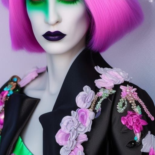 Pastel Goth Alien Portrait in Haute Couture