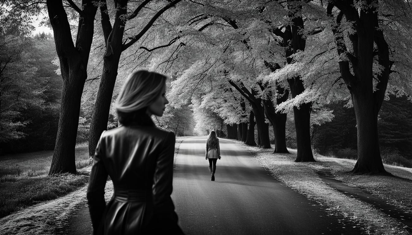 Woman in Autumnal Scene With Splash of Color