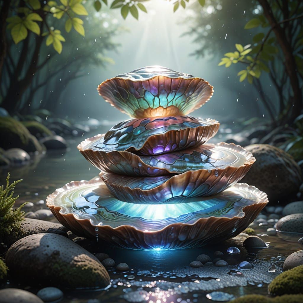 Hyper-Realistic Abalone Shell in Soft Focus