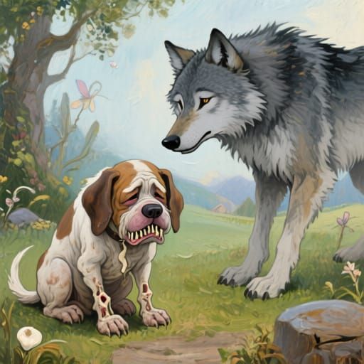 Fairy tale illustration, oil painting, textured, Grimm's Fai...