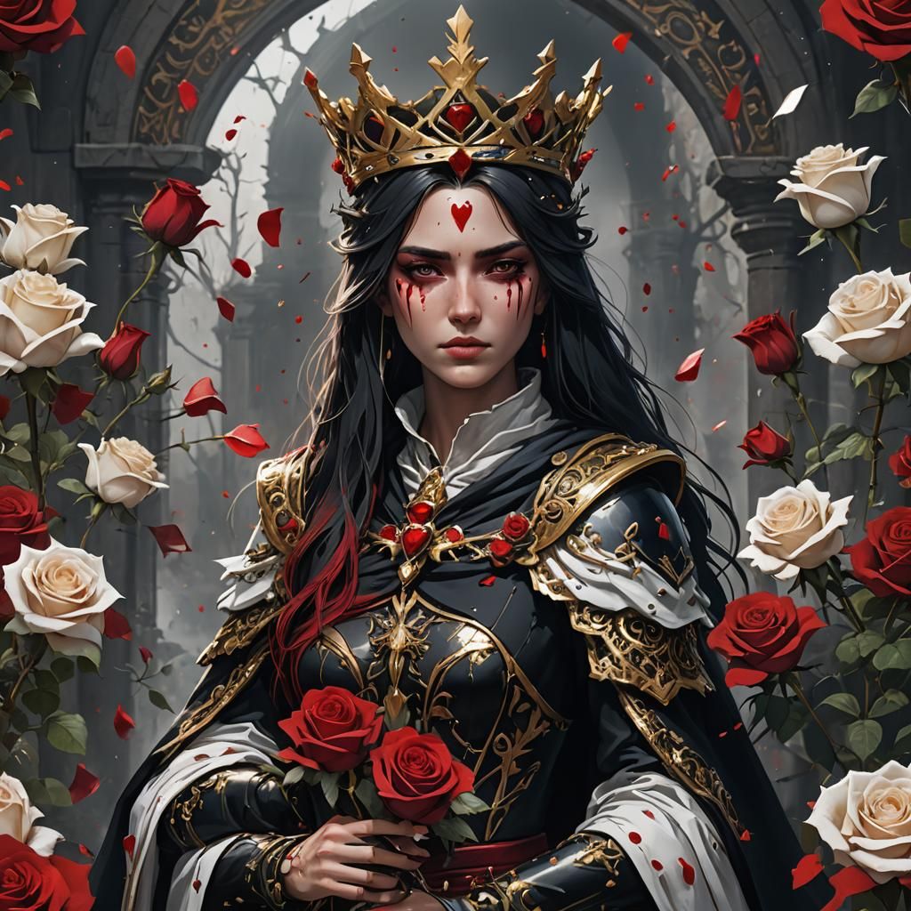 Anime Queen's Heartbreak with Roses