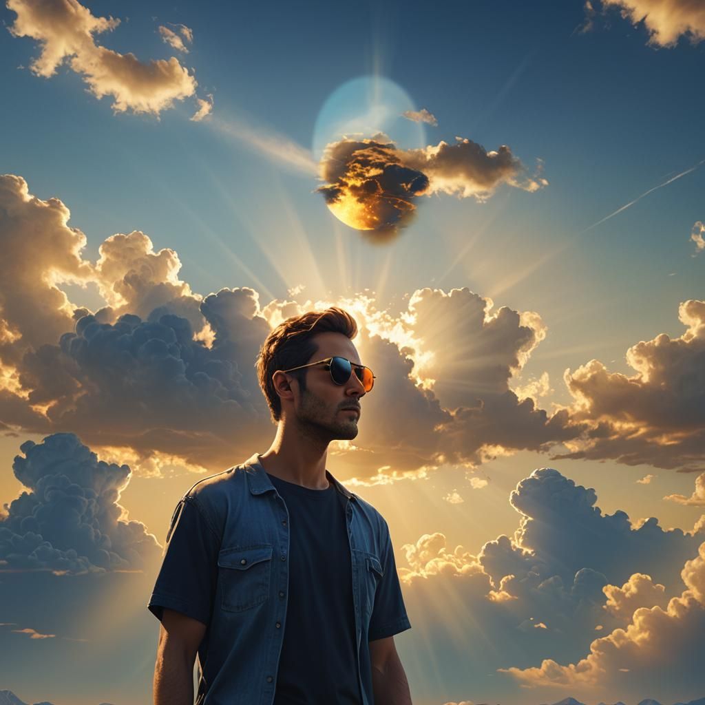 Summer Sun with Sunglasses in Digital Art