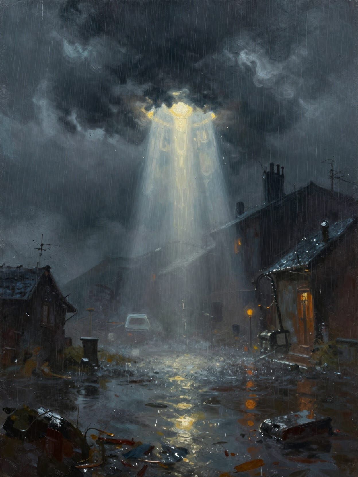 Expressive cinematic rain scene