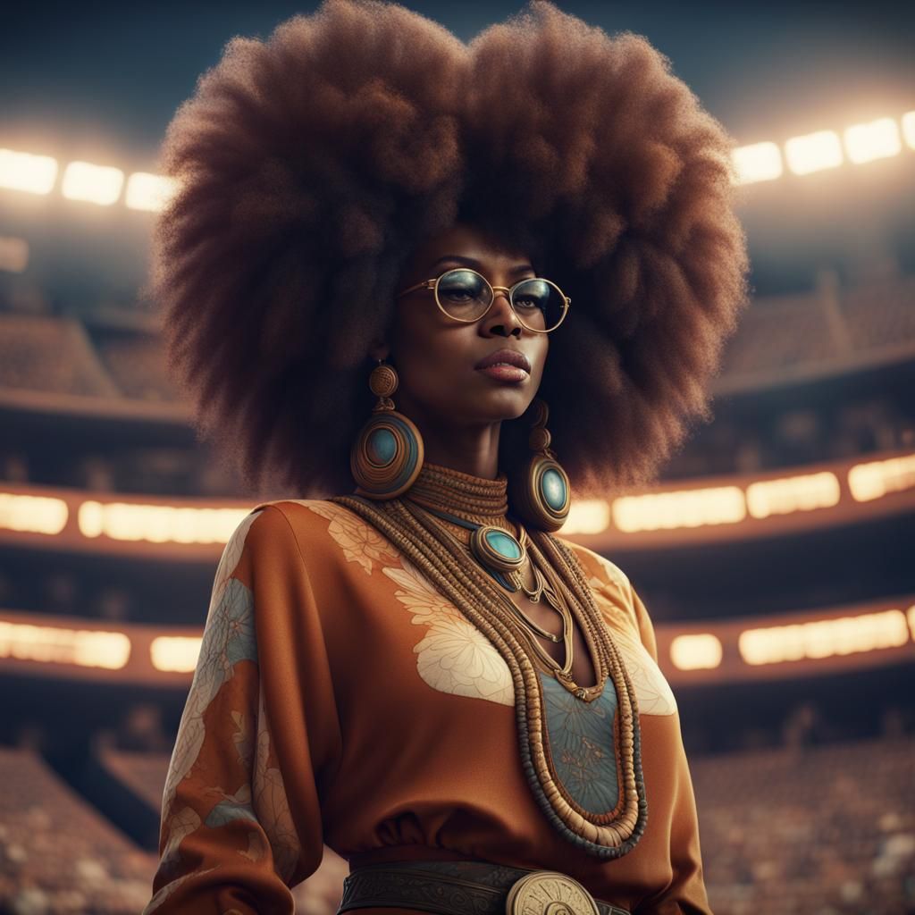 Afro Woman in 70s clothes