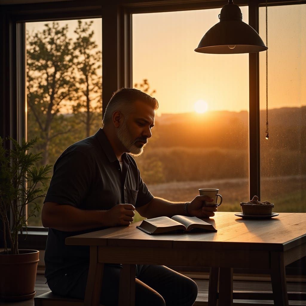 Rustic Morning Devotion in Farmhouse Setting
