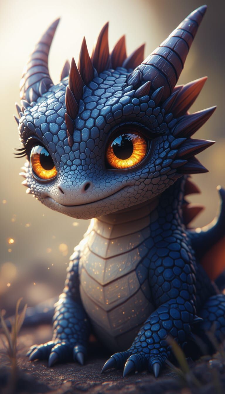 Baby Dragon with Iridescent Scales in Photorealistic 8K
