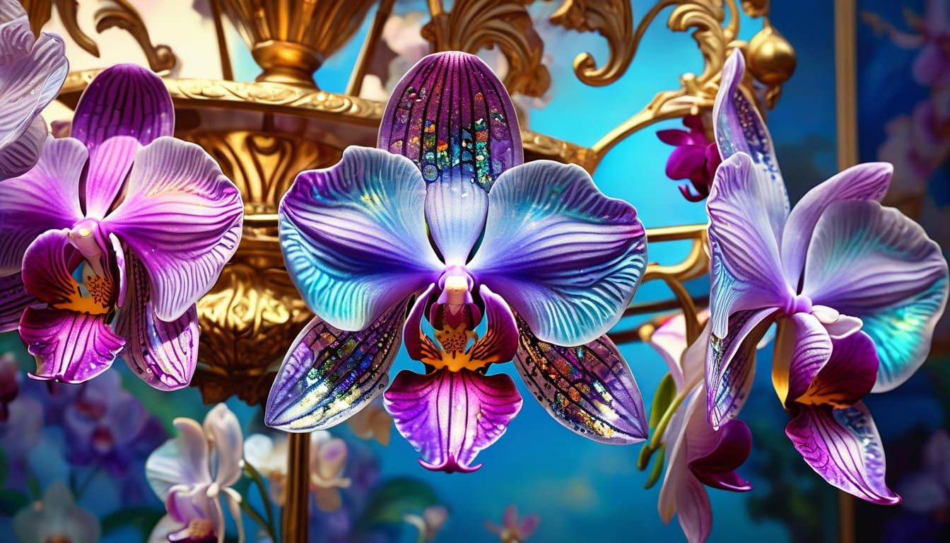 Opulent Opal and Orchid Carousel in Baroque Style