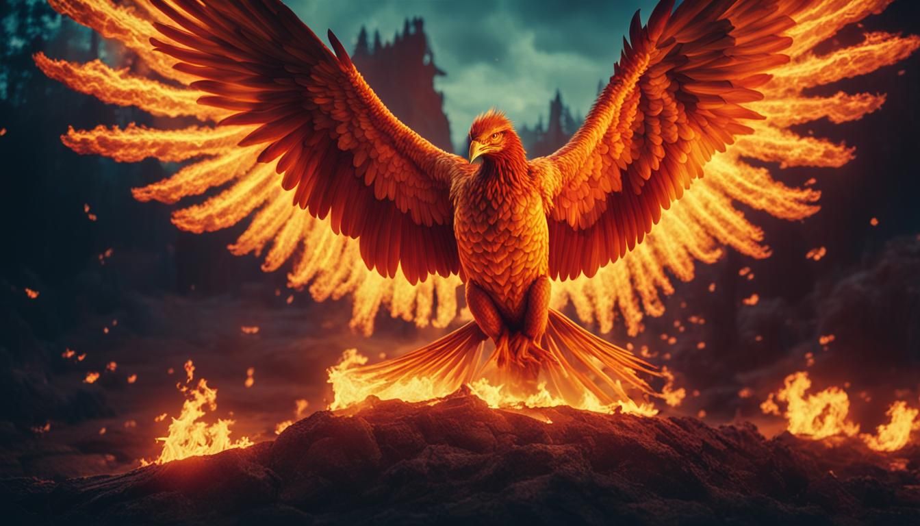 Majestic Phoenix Reborn in Fire