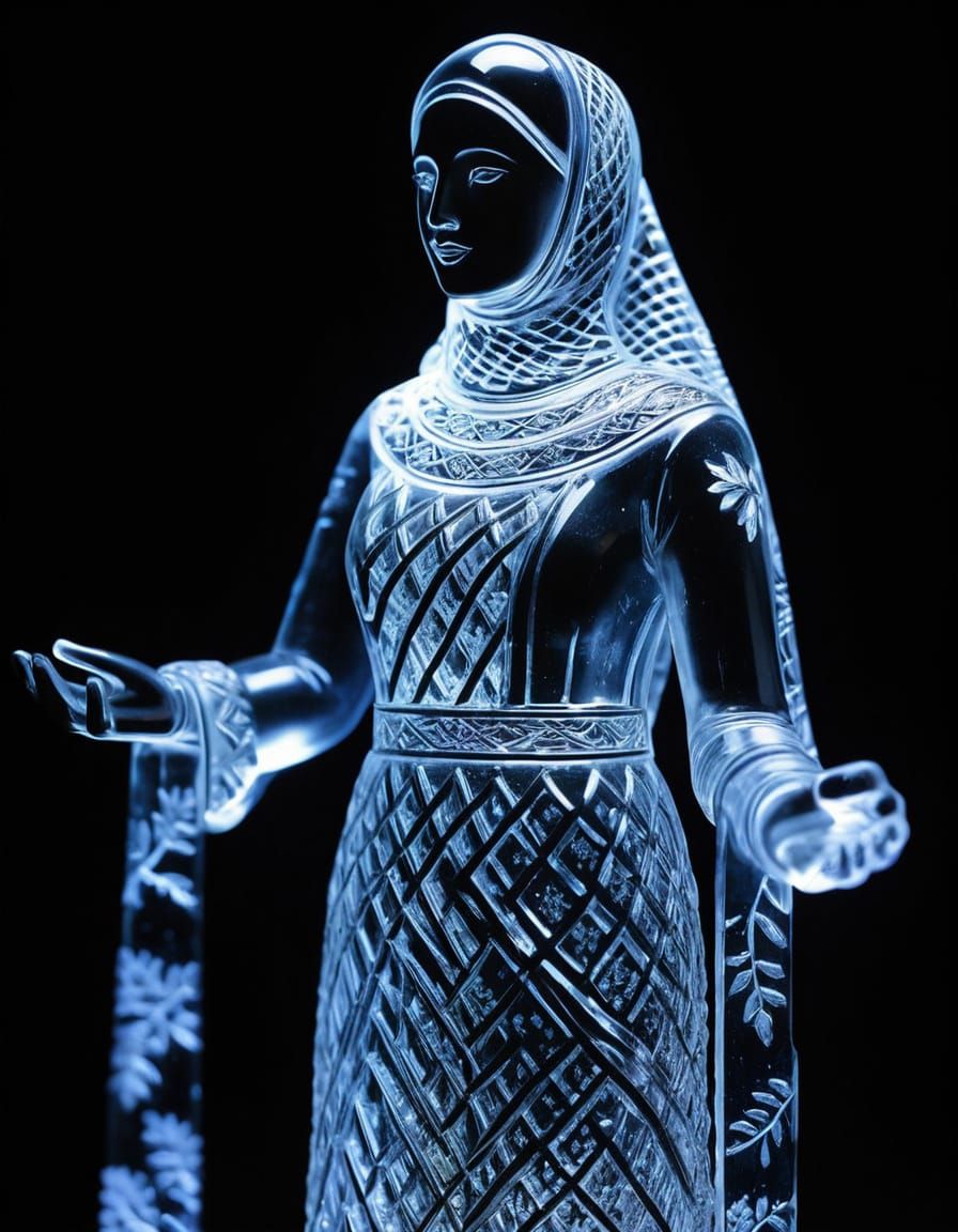 Palestinian Woman Ice Sculpture in Traditional Thobe