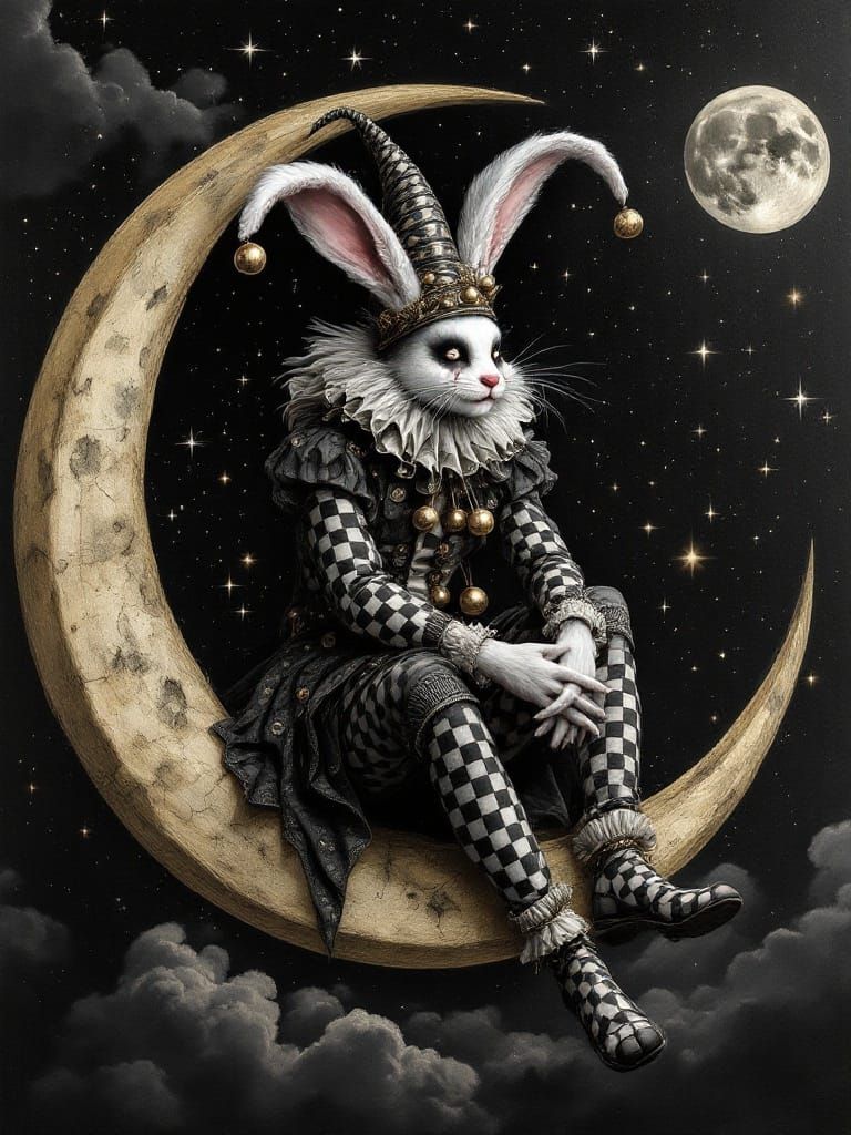 Contemplating bunny jester