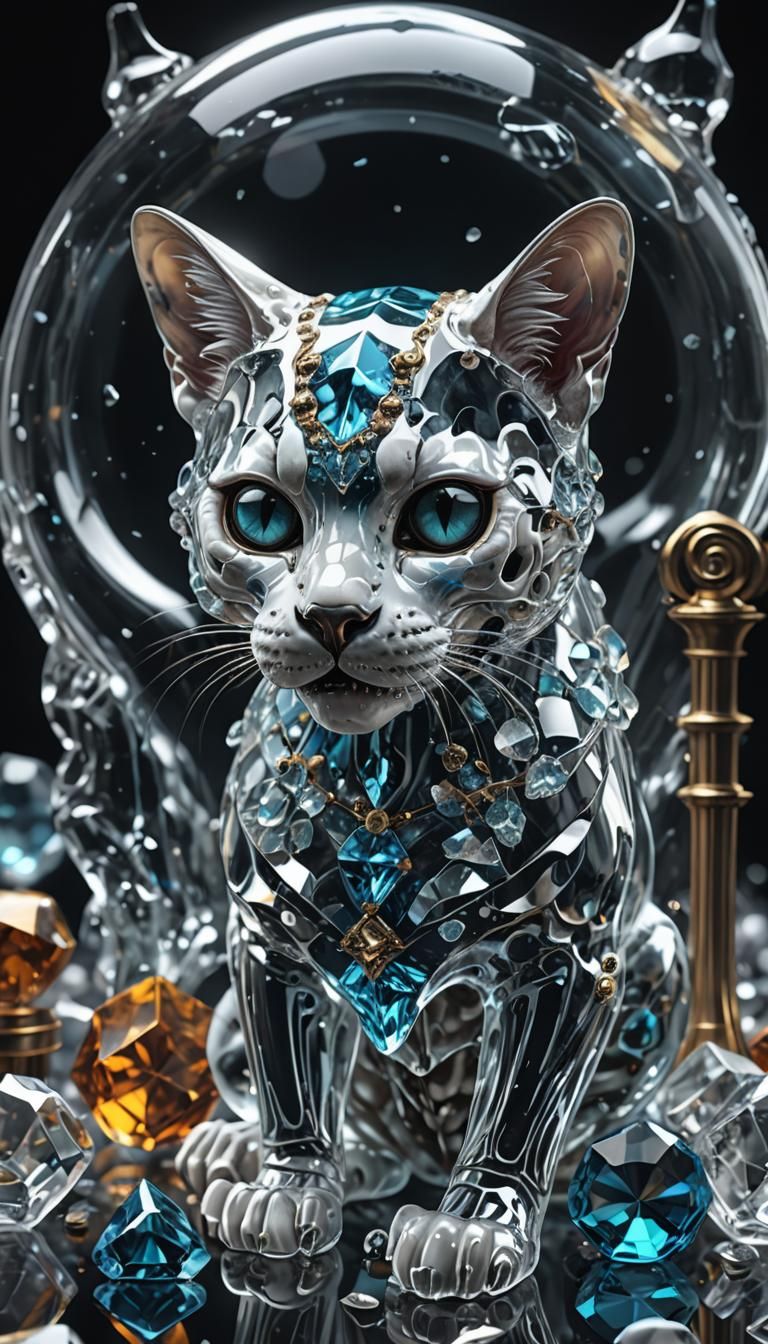 Crystal Glass Cat Skull Goddess in Unreal Engine