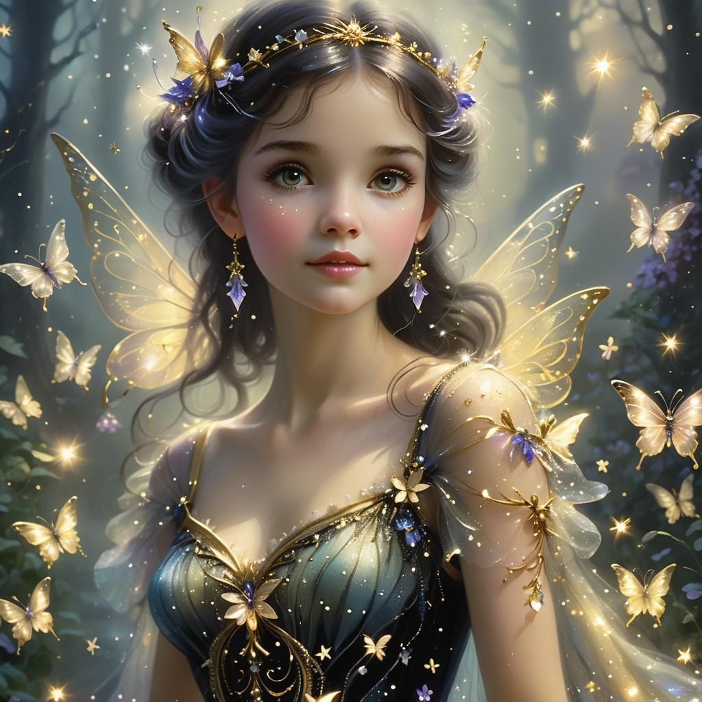 Ethereal Fairy Surrounded by Sparkles in Fantasy Art