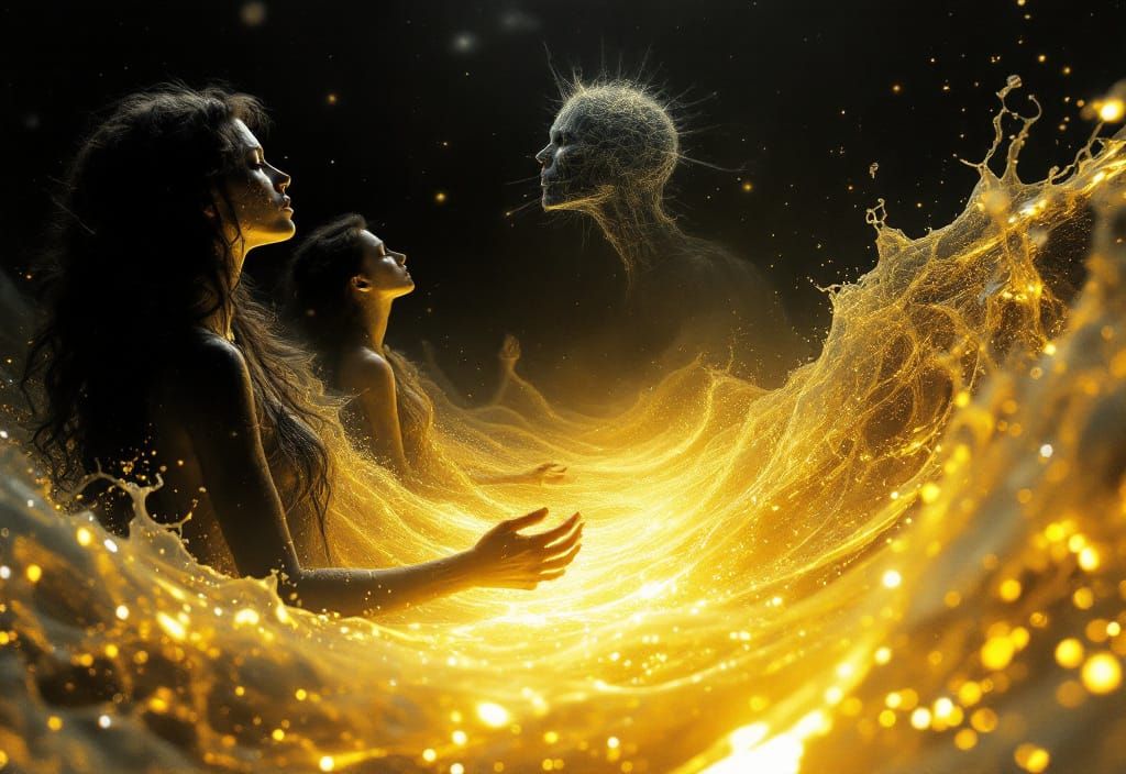 Luminescent Dust Waves: A Surrealist Dreamscape