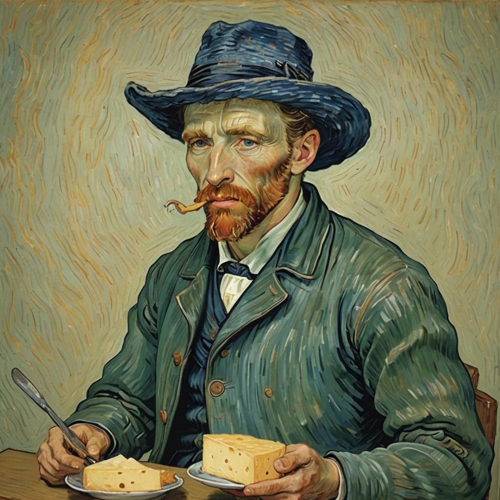 Van Gogh Sharing Cheese: Post-Impressionist Friendship
