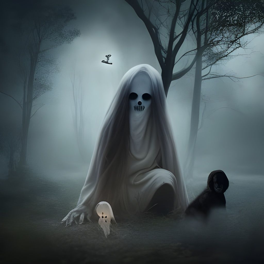 Creepy Ghost Rides a Spirit Animal