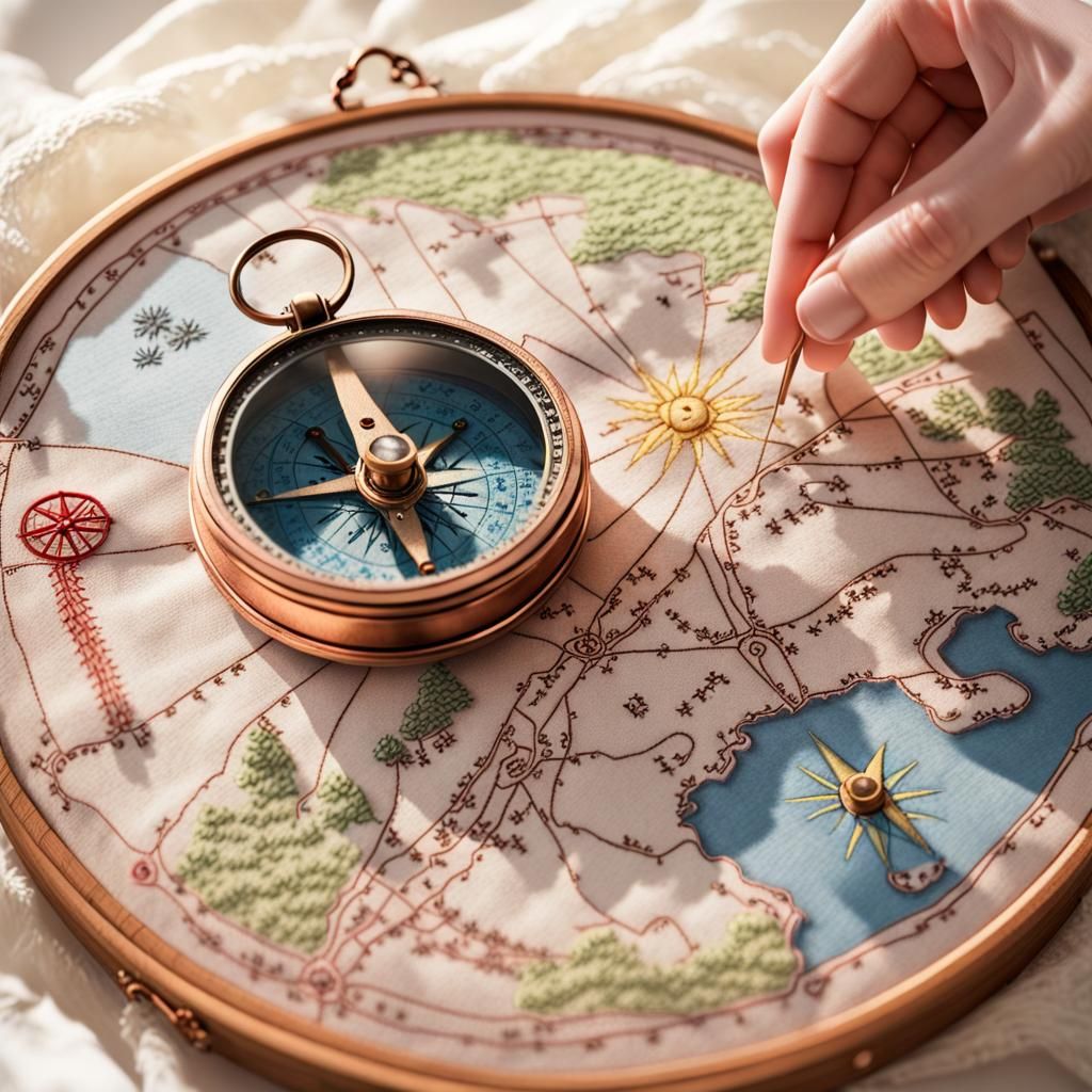 Embroidered Map of Magical Land in Anime Style