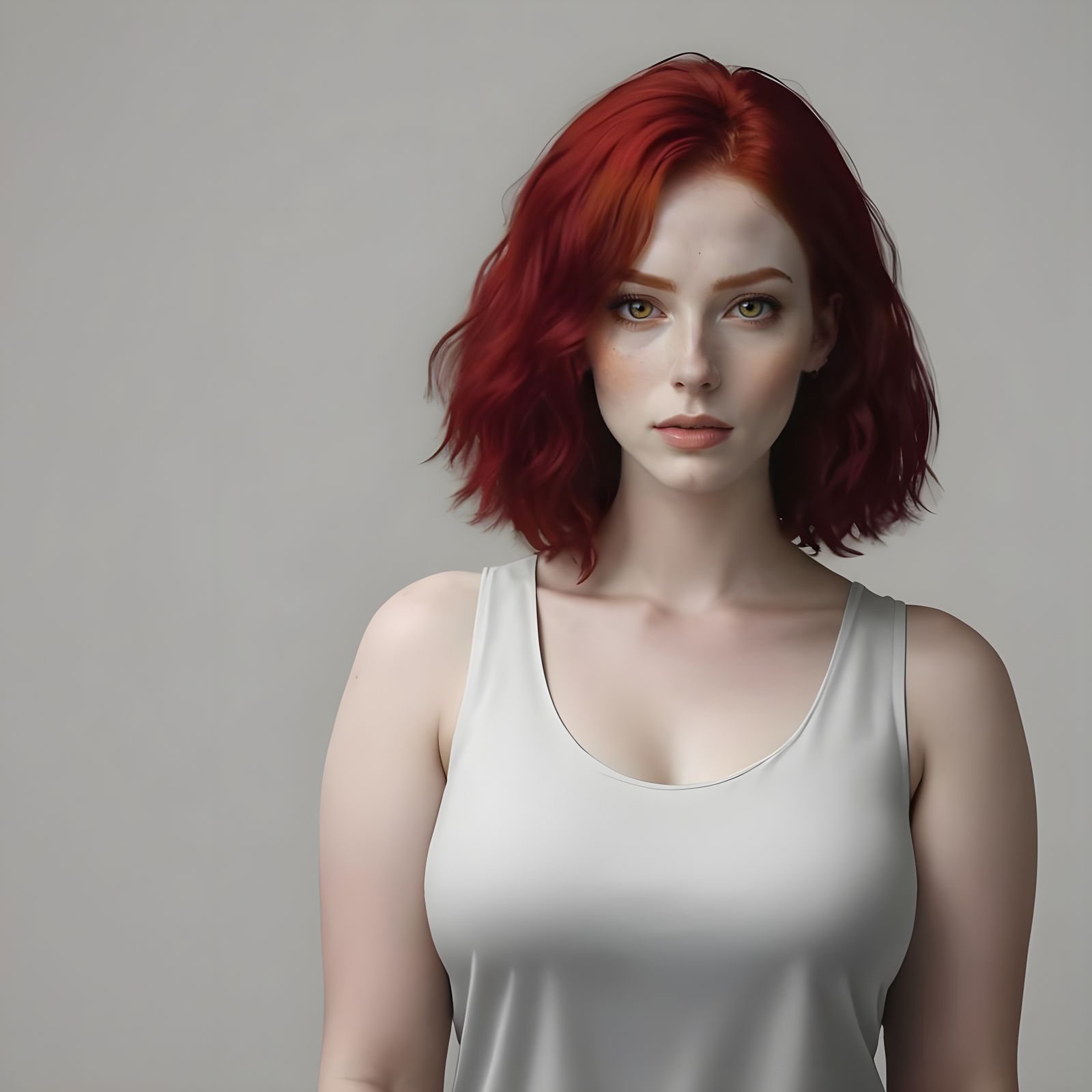 Portrait of an Agitated Redhead Woman